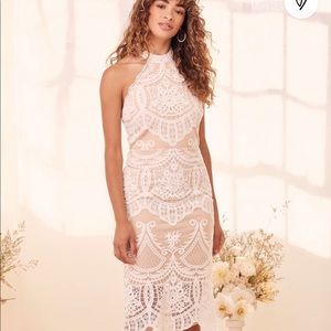 Lulus white lace halter dress